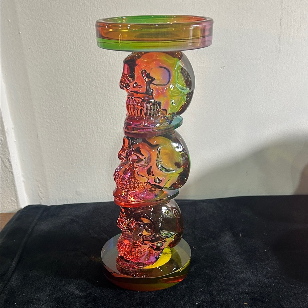 Vibrant Skull Art Sculpture